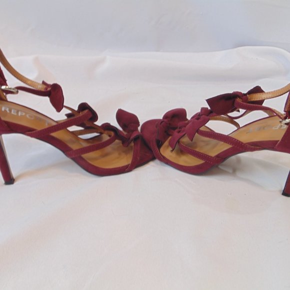 Report Heels Womens Size 7 1/2 Maroon Strappy Bow Tie Shoes Kiari - Picture 4 of 6